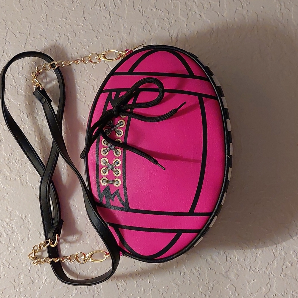 Betsey Johnson Pink Football Crossbody